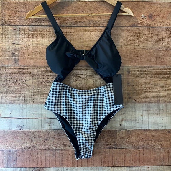 Mono B Other - MONO B BLK Hi Waist One Piece Cutout Bathing Suit
